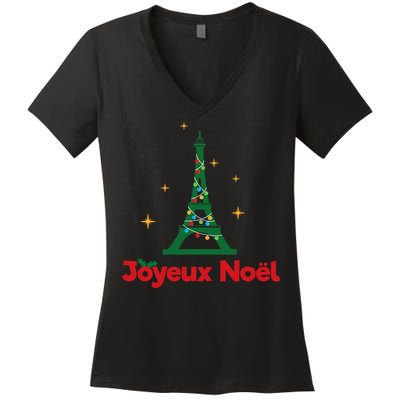 Joyeux Noel French Merry Christmas Women's V-Neck T-Shirt