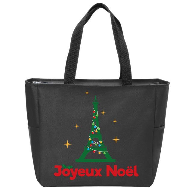 Joyeux Noel French Merry Christmas Zip Tote Bag