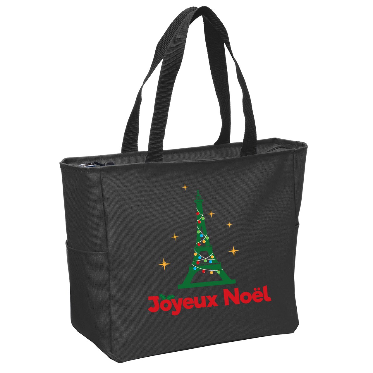 Joyeux Noel French Merry Christmas Zip Tote Bag