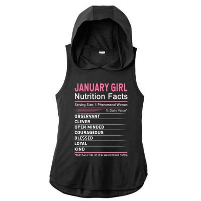 January Nutrition Fact January Capricorn Birthday Gift Ladies PosiCharge Tri-Blend Wicking Draft Hoodie Tank