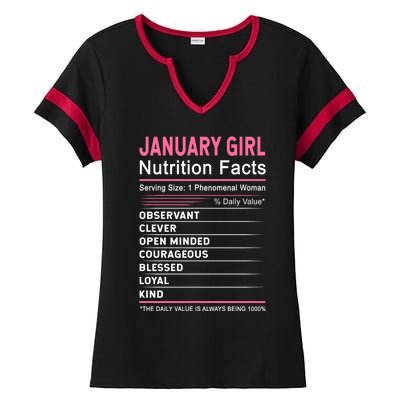 January Nutrition Fact January Capricorn Birthday Gift Ladies Halftime Notch Neck Tee