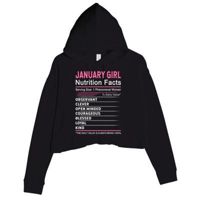 January Nutrition Fact January Capricorn Birthday Gift Crop Fleece Hoodie