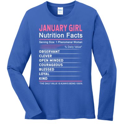 January Nutrition Fact January Capricorn Birthday Gift Ladies Long Sleeve Shirt