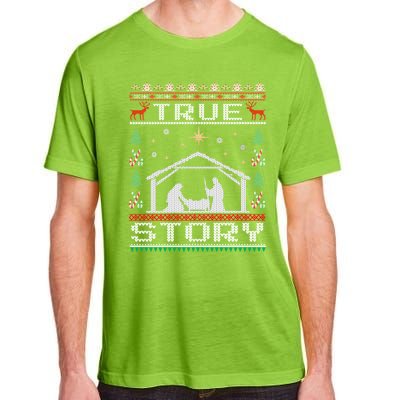 Jesus Nativity Ger Story Holiday Ugly Christmas Gift Adult ChromaSoft Performance T-Shirt