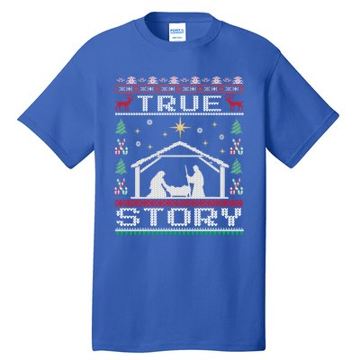 Jesus Nativity Ger Story Holiday Ugly Christmas Gift Tall T-Shirt