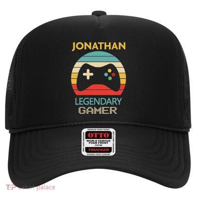 Jonathan Name Gift Personalized Legendary Gamer High Crown Mesh Back Trucker Hat
