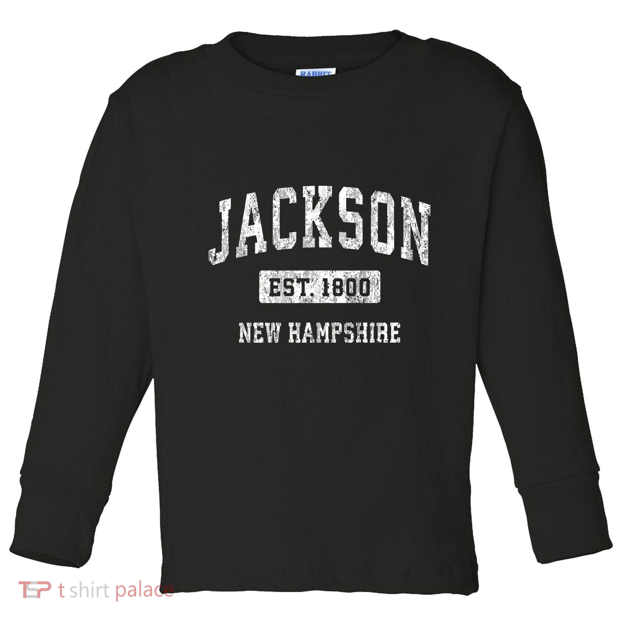 Jackson New Hampshire Nh Vintage Sports Established Toddler Long Sleeve Shirt
