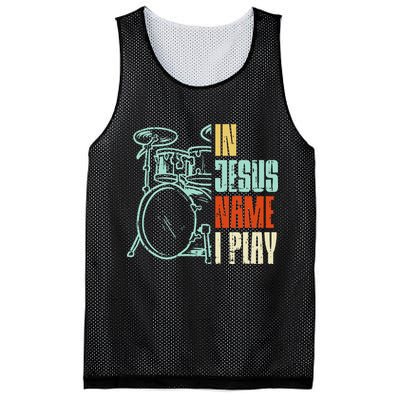 Jesus Name I Play Drums God Drumming Music Christian Mesh Reversible Basketball Jersey Tank