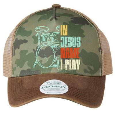 Jesus Name I Play Drums God Drumming Music Christian Drummer Legacy Tie Dye Trucker Hat