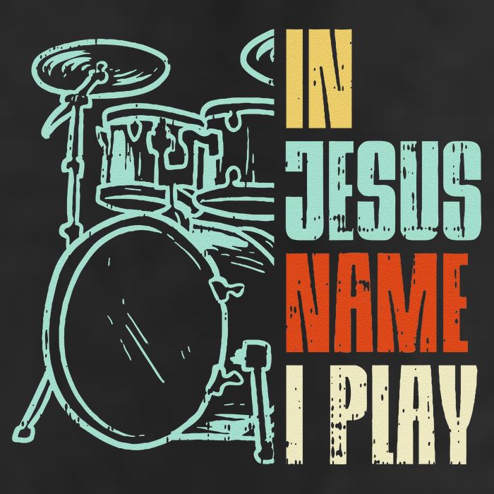 Jesus Name I Play Drums God Drumming Music Christian Drummer Cool Comfort Performance Bucket Hat