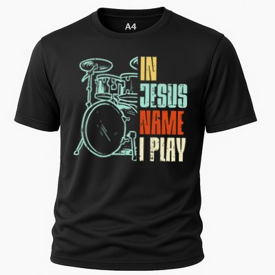 Jesus Name I Play Drums God Drumming Music Christian Drummer Performance Shirt