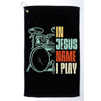Jesus Name I Play Drums God Drumming Music Christian Drummer Golf Towel