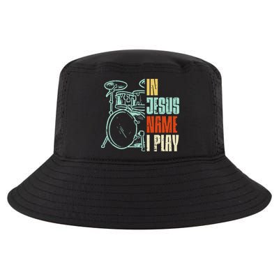 Jesus Name I Play Drums God Drumming Music Christian Drummer Cool Comfort Performance Bucket Hat