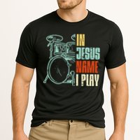 Jesus Name I Play Drums God Drumming Music Christian Drummer Cooling Performance Crew T-Shirt