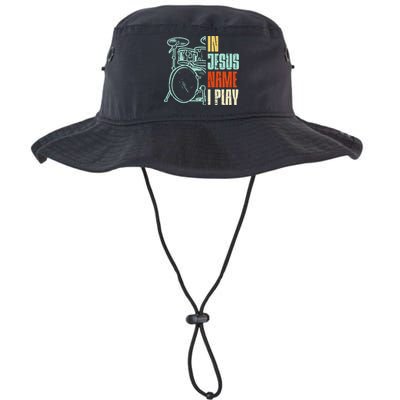 Jesus Name I Play Drums God Drumming Music Christian Drummer Bucket Hat