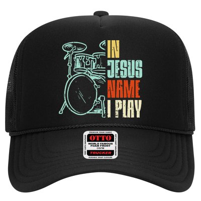 Jesus Name I Play Drums God Drumming Music Christian Drummer Trucker Hat