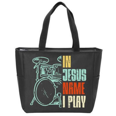 Jesus Name I Play Drums God Drumming Music Christian Drummer Zip Tote Bag