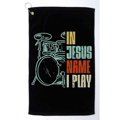 Jesus Name I Play Drums God Drumming Music Christian Drummer Comfort Colors Adult Heavyweight Golf Towel