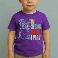 Jesus Name I Play Drums God Drumming Music Christian Drummer Comfort Colors Adult Heavyweight Toddler T-Shirt