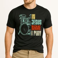 Jesus Name I Play Drums God Drumming Music Christian Drummer Cooling Performance Crew T-Shirt