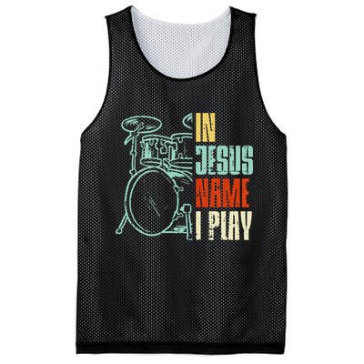 Jesus Name I Play Drums God Drumming Music Christian Drummer Mesh Reversible Basketball Jersey Tank