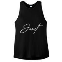 Janet Name In Script Lettering Ladies PosiCharge Tri-Blend Wicking Tank