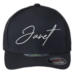 Janet Name In Script Lettering Flexfit Unipanel Trucker Cap