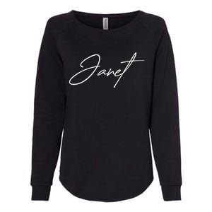 Janet Name In Script Lettering Womens California Wash Sweatshirt