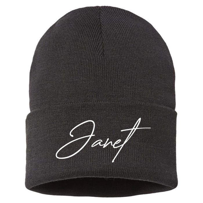 Janet Name In Script Lettering Sustainable Knit Beanie