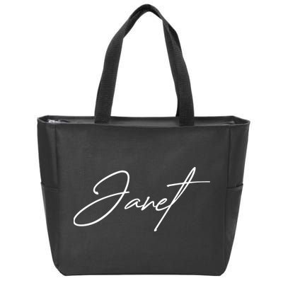 Janet Name In Script Lettering Zip Tote Bag