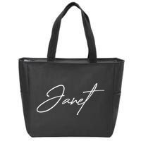 Janet Name In Script Lettering Zip Tote Bag