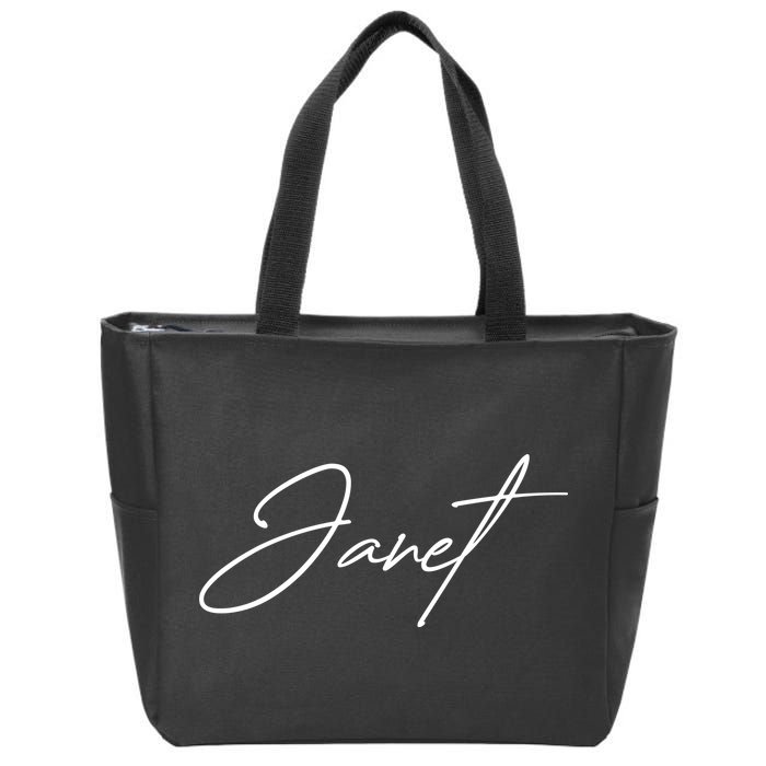 Janet Name In Script Lettering Zip Tote Bag