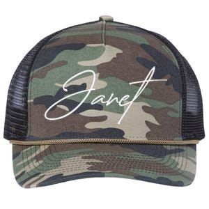 Janet Name In Script Lettering Retro Rope Trucker Hat Cap