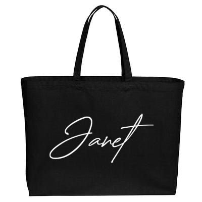 Janet Name In Script Lettering Cotton Canvas Jumbo Tote