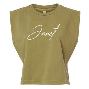 Janet Name In Script Lettering Garment-Dyed Women's Muscle Tee