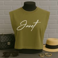 Janet Name In Script Lettering Garment-Dyed Women's Muscle Tee