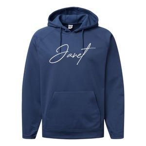 Janet Name In Script Lettering Performance Fleece Hoodie