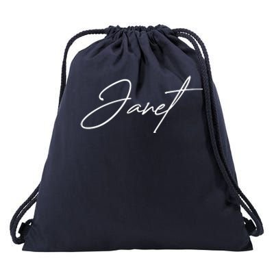 Janet Name In Script Lettering Drawstring Bag