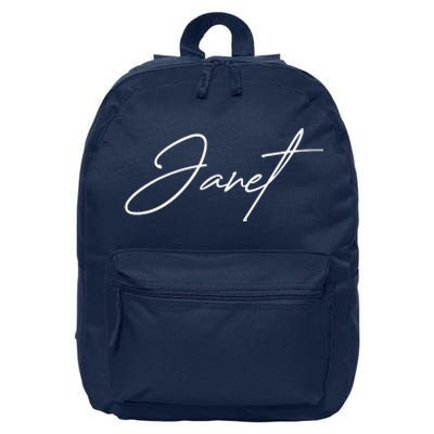 Janet Name In Script Lettering 16 in Basic Backpack