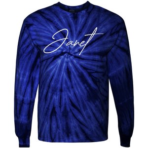 Janet Name In Script Lettering Tie-Dye Long Sleeve Shirt