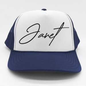 Janet Name In Script Lettering Trucker Hat