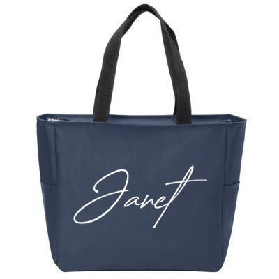 Janet Name In Script Lettering Zip Tote Bag