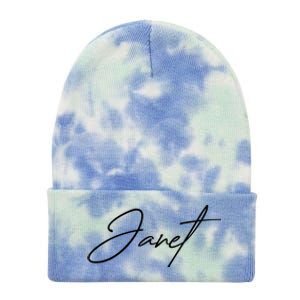 Janet Name In Script Lettering Tie Dye 12in Knit Beanie