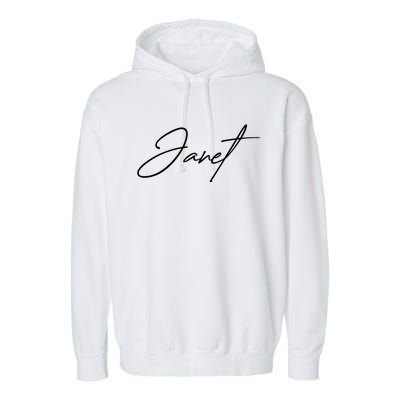 Janet Name In Script Lettering Garment-Dyed Fleece Hoodie