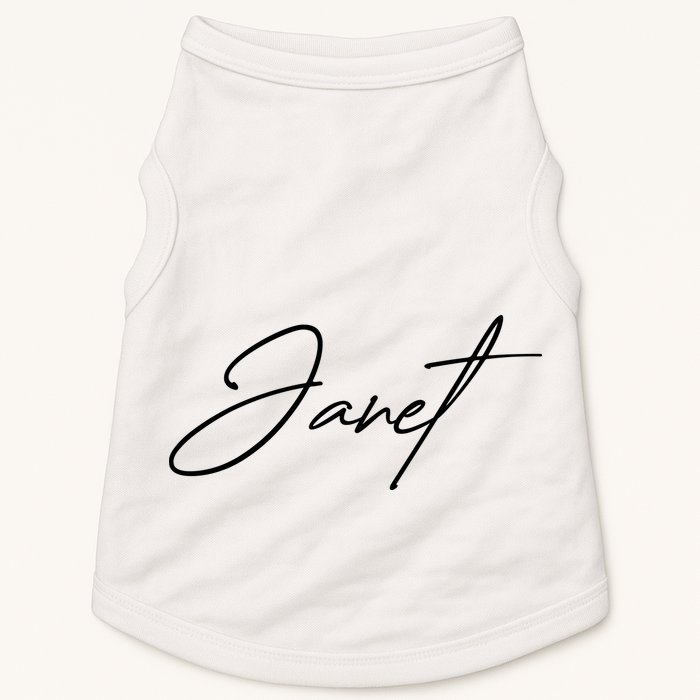 Janet Name In Script Lettering Doggie Tank