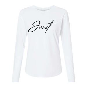 Janet Name In Script Lettering Womens Cotton Relaxed Long Sleeve T-Shirt