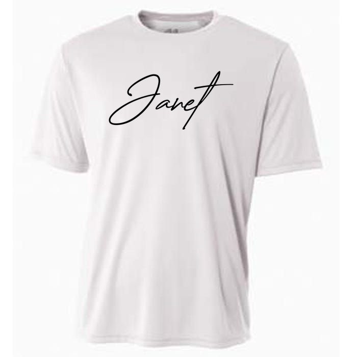 Janet Name In Script Lettering Cooling Performance Crew T-Shirt