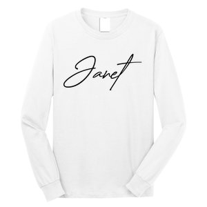 Janet Name In Script Lettering Long Sleeve Shirt