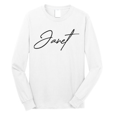 Janet Name In Script Lettering Long Sleeve Shirt