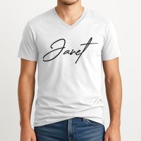 Janet Name In Script Lettering V-Neck T-Shirt